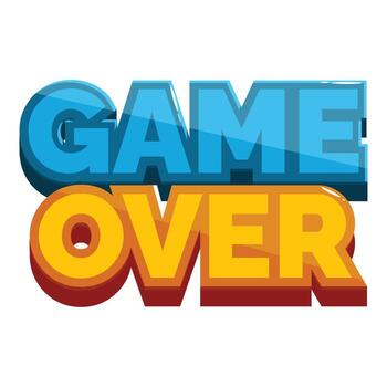 Glossy game over sign showing ending of game vector