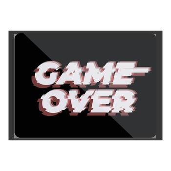 Game over glitch effect displaying ending of game vector
