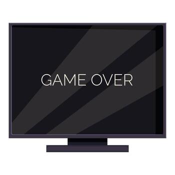 Modern flat screen tv displaying game over message on dark background vector
