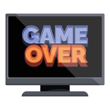Computer monitor displaying game over message vector