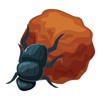 Dung beetle rolling a ball of dung, a symbol of recycling in nature vector