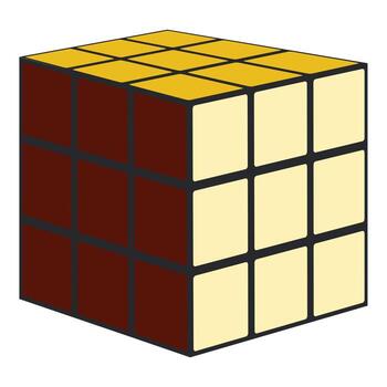 Combination puzzle partially solved showing yellow and brown sides vector