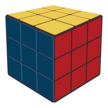 Combination puzzle partially solved showing yellow, red, and blue sides vector
