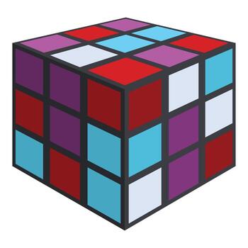 Colorful cube puzzle with mixed squares creating intriguing design vector