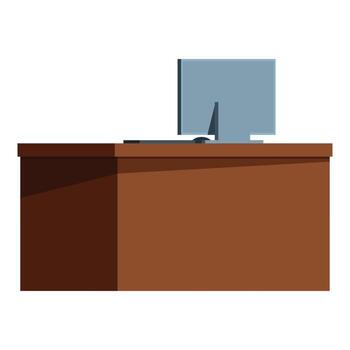 Modern office desk with computer, keyboard and mouse displaying contemporary workspace vector