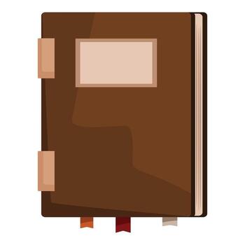 Brown notebook with bookmarks and label is ready for studying vector