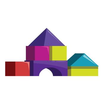 Colorful building blocks creating an imaginary castle vector