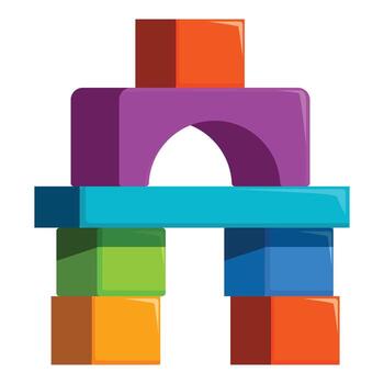 Colorful building blocks creating an arch bridge structure vector
