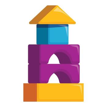 Colorful building blocks creating a towering play structure vector