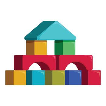 Colorful building blocks creating a house structure vector