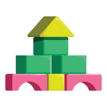 Colorful building blocks creating a playful house structure vector