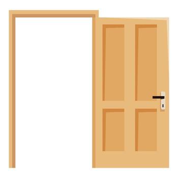 An open door with a handle on it vector