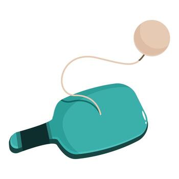 paleta pelota juego con verde azulado paleta y crema pelota en blanco antecedentes vector