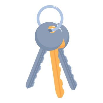 Bunch of keys hanging from metal ring symbolizing security and access vector