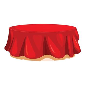 Round table covered with red tablecloth displaying elegance and sophistication vector