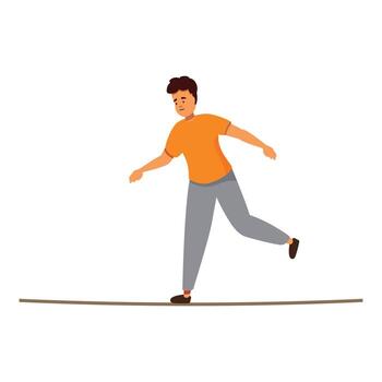 Man walking on tightrope maintaining balance and concentration vector