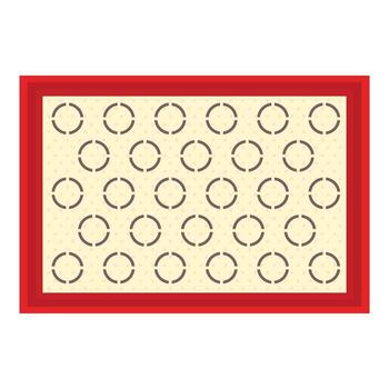 Red rectangular tray with circular pattern, ideal for serving food and drinks vector