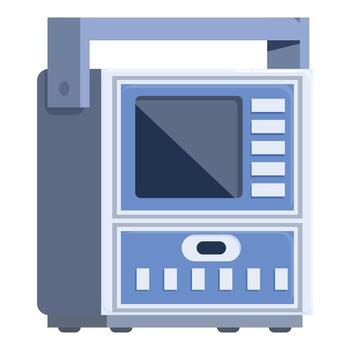 Portable medical device showing empty screen and buttons for monitoring vital signs vector