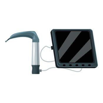 laryngoscope showing dark screen displaying nothing connected to its handle on white background vector