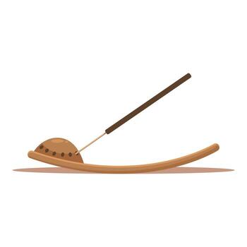 Incense stick burning on a wooden support, creating a relaxing atmosphere vector
