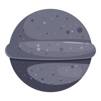Round grey planet rotating in space with asteroid belt vector