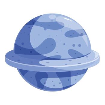 Blue planet rotating with asteroid belt, exploring the universe vector