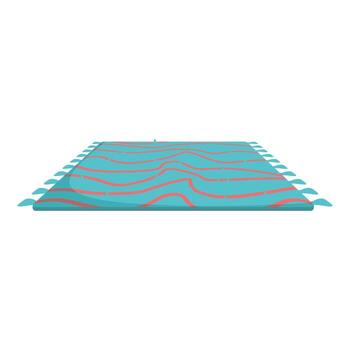 Turquoise rectangular carpet with coral pattern and fringes lying on white background vector