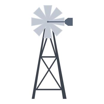 Windmill rotating and generating clean energy on farm vector