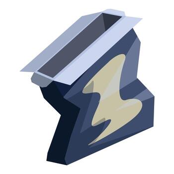 Open empty energy drink paper box with lightning bolt symbol vector