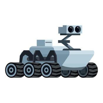 Autonomous rover exploring extraterrestrial planet surface with advanced technology vector