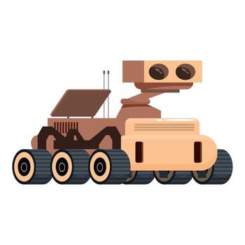Autonomous rover exploring martian surface, navigating the red planet vector