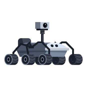 Mars rover exploring the red planet surface, gathering data and taking pictures vector