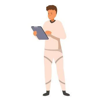 Astronaut using tablet, exploring new technologies in space exploration vector