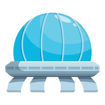 Futuristic building with large glass dome resembling spaceship landing vector