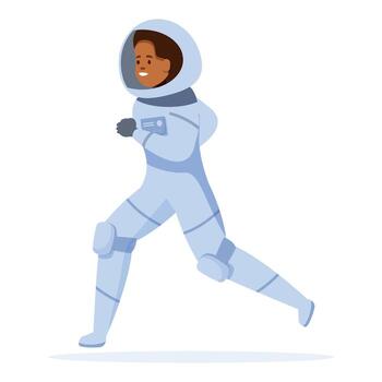 Astronaut running in spacesuit exploring new planet vector