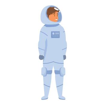 Astronaut in spacesuit exploring new planets, space travel and discovery vector
