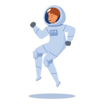 Astronaut floating and jumping in space suit, exploring the universe vector