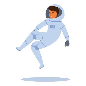 Smiling astronaut floating in space wearing spacesuit vector