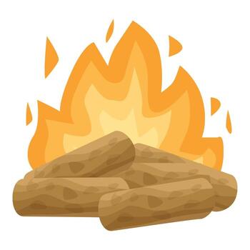 Logs burning in a campfire, creating a warm and inviting atmosphere vector