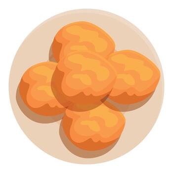 Delicious chicken nuggets resting on a round plate, creating a tempting culinary scene vector