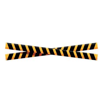 Black and yellow caution tape crossing, blocking access to restricted area vector