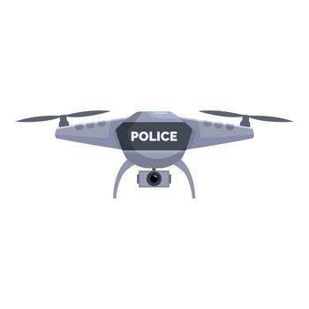 Police drone monitoring public area with camera and propellers rotating vector