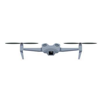 Modern grey drone hovering, front view vector