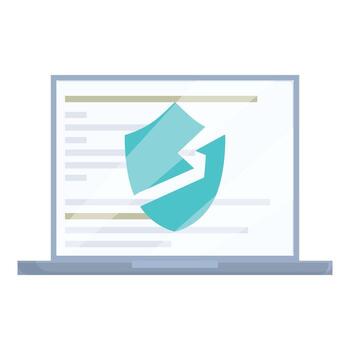 roto proteger cubierta código en ordenador portátil pantalla simbolizando seguridad incumplimiento vector