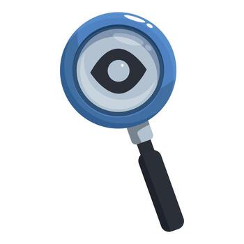 Magnifying glass showing eye symbol, searching and finding concept vector