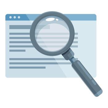 aumentador vaso explorador sitio web contenido para seo y análisis vector