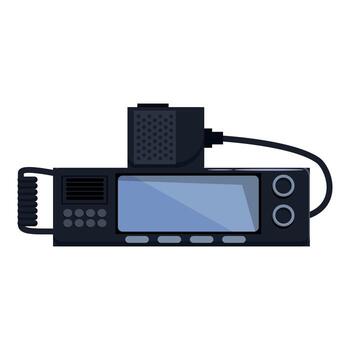Radio transceiver with microphone and screen displaying information vector