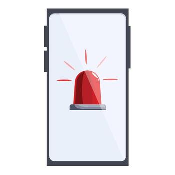 Smartphone showing emergency alert signal with flashing light vector