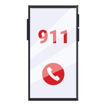 Smartphone display showing emergency number 911 and call button vector
