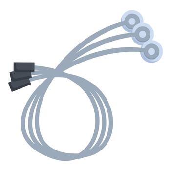 Electrocardiogram device measuring heart activity with sensors and cables vector